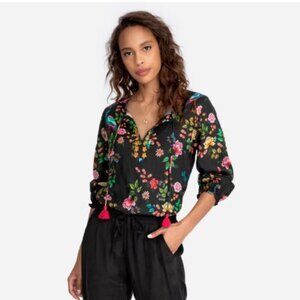 Johnny Was Workshop plus size Floral Black Blouse